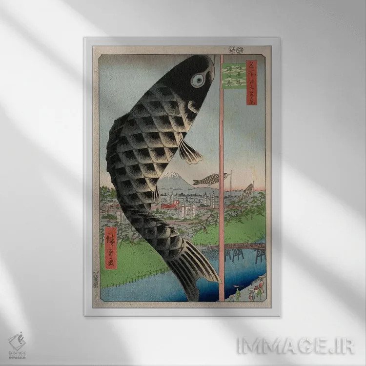 تابلو پل سویدو و سورودای اثر اوتاگاوا هیروشگه (نقاش و چاپگر ژاپنی اوکییو-ئه) - نمای قابدار سفید