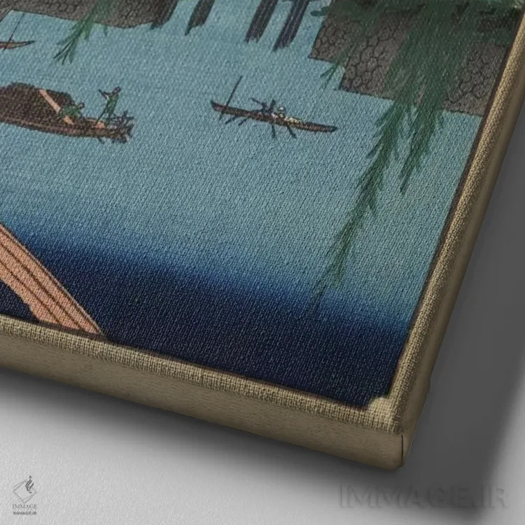 تابلو پل یاتسومی اثر اوتاگاوا هیروشگه (نقاش و چاپگر ژاپنی اوکییو-ئه) - نمای نزدیک بافت بوم