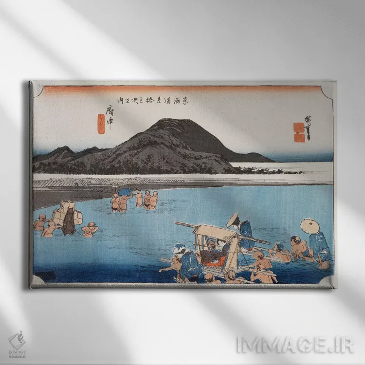 تابلو فوچو، رود آبه اثر اوتاگاوا هیروشگه (نقاش و چاپگر ژاپنی اوکییو-ئه) - نمای روبهرو روی دیوار