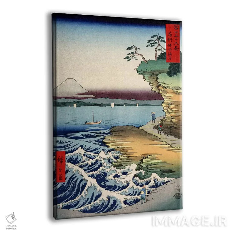 تابلو ساحل کوبوتا در استان آوا (ژاپن) اثر اوتاگاوا هیروشگه (نقاش و چاپگر ژاپنی اوکییو-ئه) - نمای پرسپکتیو محصول