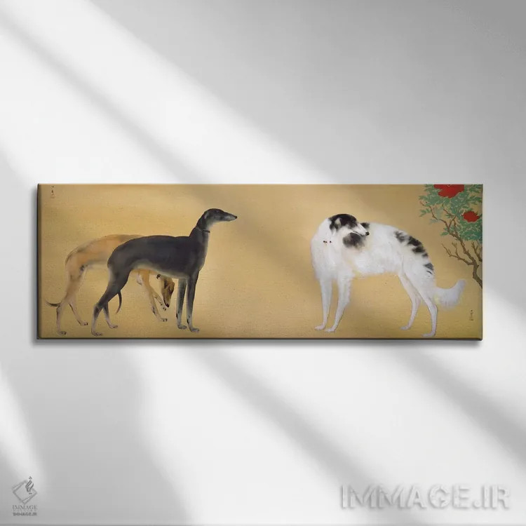 تابلو سگهای اروپایی اثر هاشیموتو کانستسو - نمای روبهرو روی دیوار