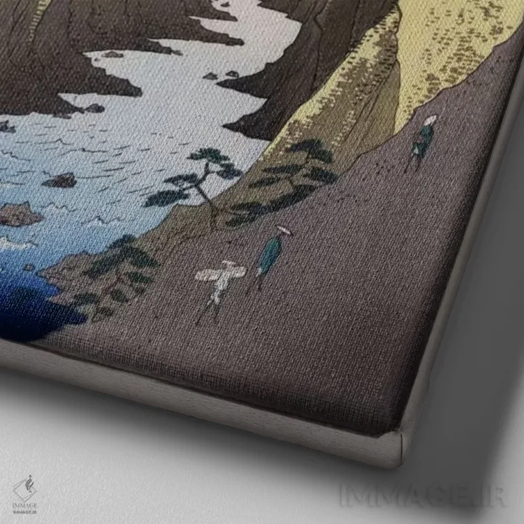 تابلو گذرگاه اینومه در استان کای اثر اوتاگاوا هیروشگه (نقاش و چاپگر ژاپنی اوکییو-ئه) - نمای نزدیک بافت بوم