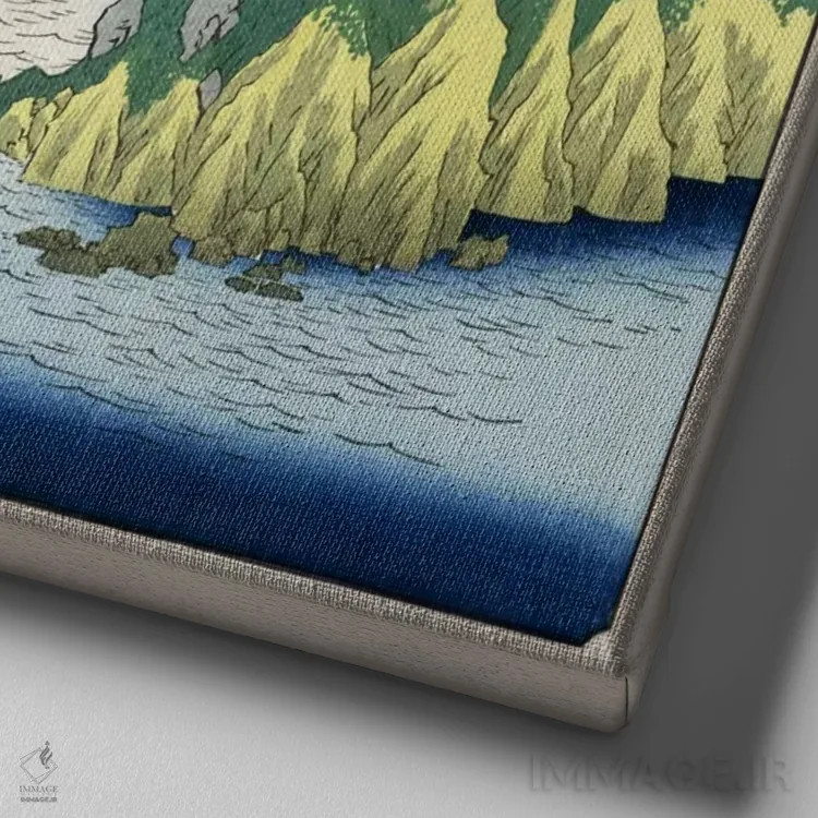 تابلو دریاچه در هاکونه اثر اوتاگاوا هیروشگه (نقاش و چاپگر ژاپنی اوکییو-ئه) - نمای نزدیک بافت بوم