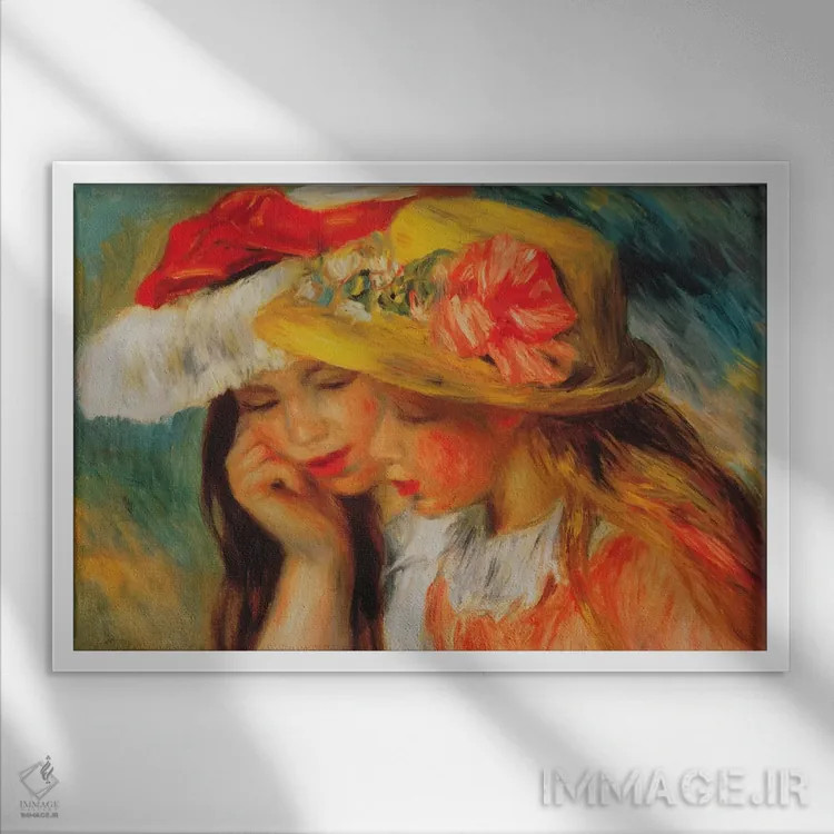 تابلو دو خواهر اثر پیر-اوگوست رنوار - نمای قابدار سفید