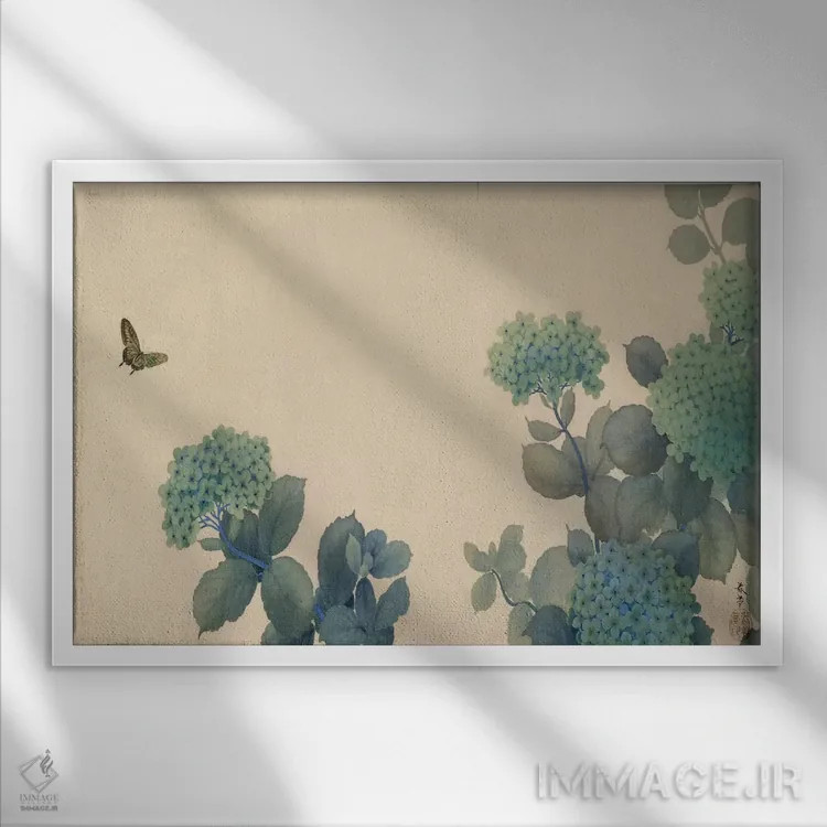 تابلو ادریسیها (نوعی گل) اثر هیشیدا شونسو - نمای قابدار سفید