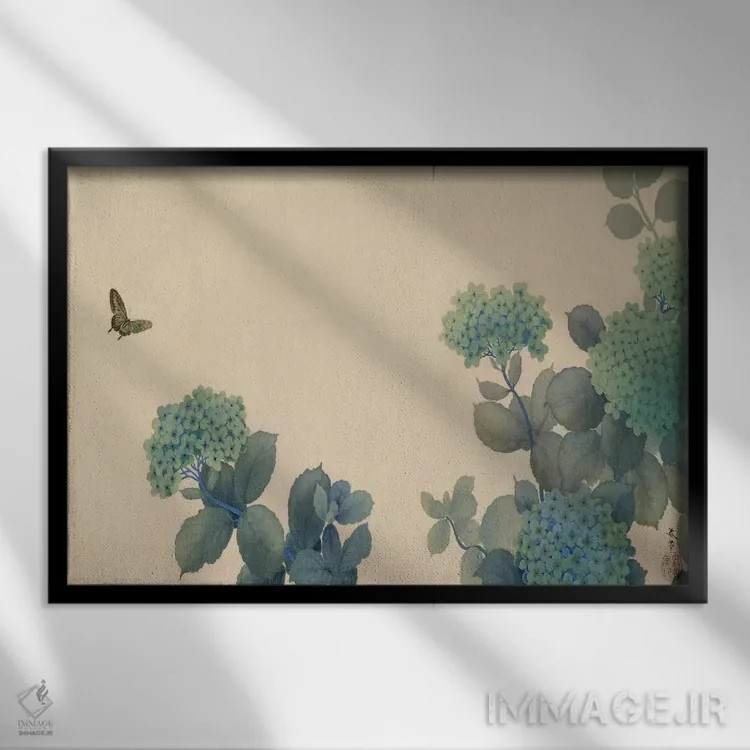 تابلو ادریسیها (نوعی گل) اثر هیشیدا شونسو - نمای قابدار مشکی