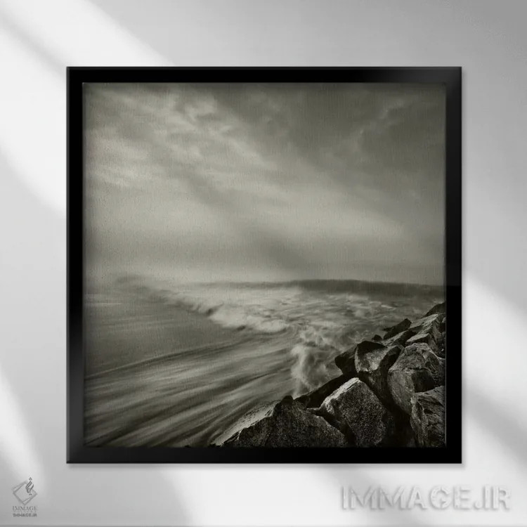 تابلو امواج بزرگ (دریا) اثر جفری آنسل آگرونس - نمای قابدار مشکی