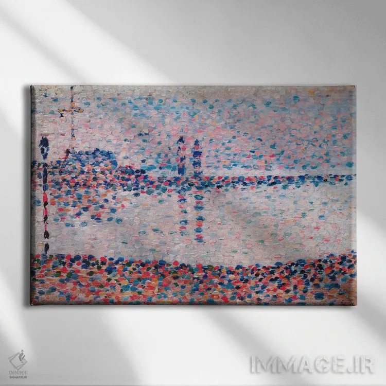 تابلو مطالعه برای کانال در گراولین (فرانسه) اثر ژرژ سورا (نقاش نئوامپرسیونیست فرانسوی) - نمای روبهرو روی دیوار