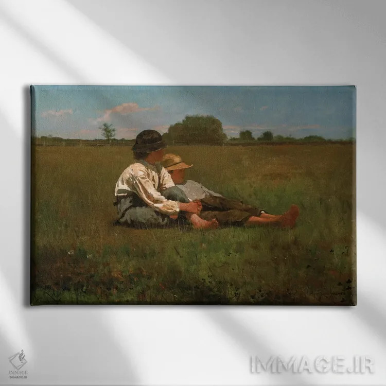تابلو پسران در مرتع، ۱۸۷۴ اثر وینسلو هومر - نمای روبهرو روی دیوار