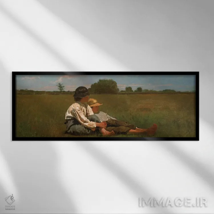 تابلو پسران در مرتع اثر وینسلو هومر - نمای قابدار مشکی