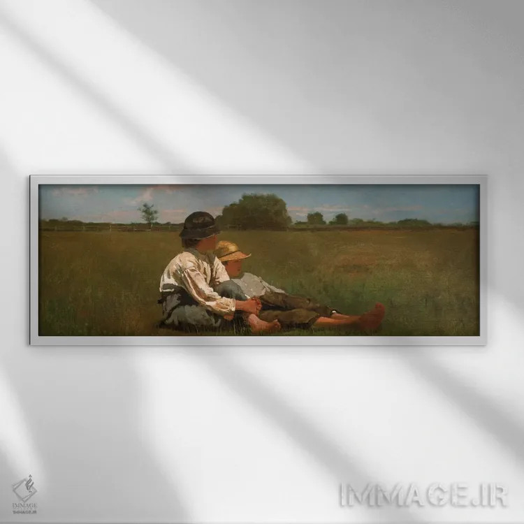 تابلو پسران در مرتع اثر وینسلو هومر - نمای قابدار سفید
