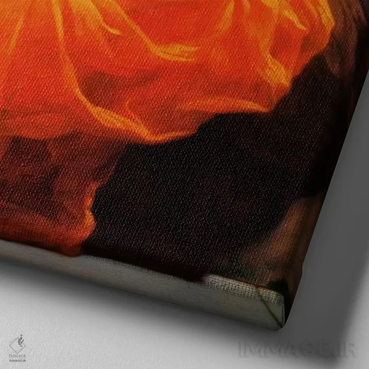 تابلو ژوئن شعلهور اثر فردریک لیتون (نقاش و مجسمهساز انگلیسی) - نمای نزدیک بافت بوم