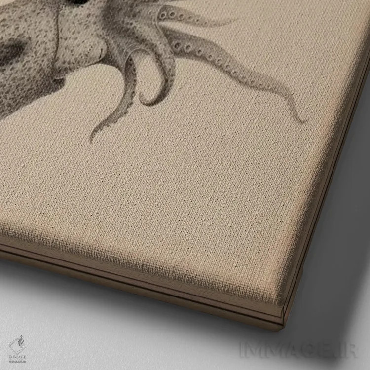 تابلو شقایق حیوانی: اُکتاپوس، سرپاورها اثر هنرمند ناشناس - نمای نزدیک بافت بوم