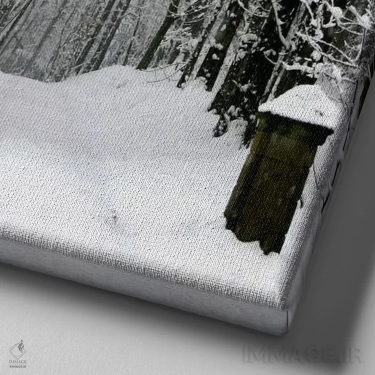 تابلو فصل زمستان اثر هنرمند ناشناس - نمای نزدیک بافت بوم