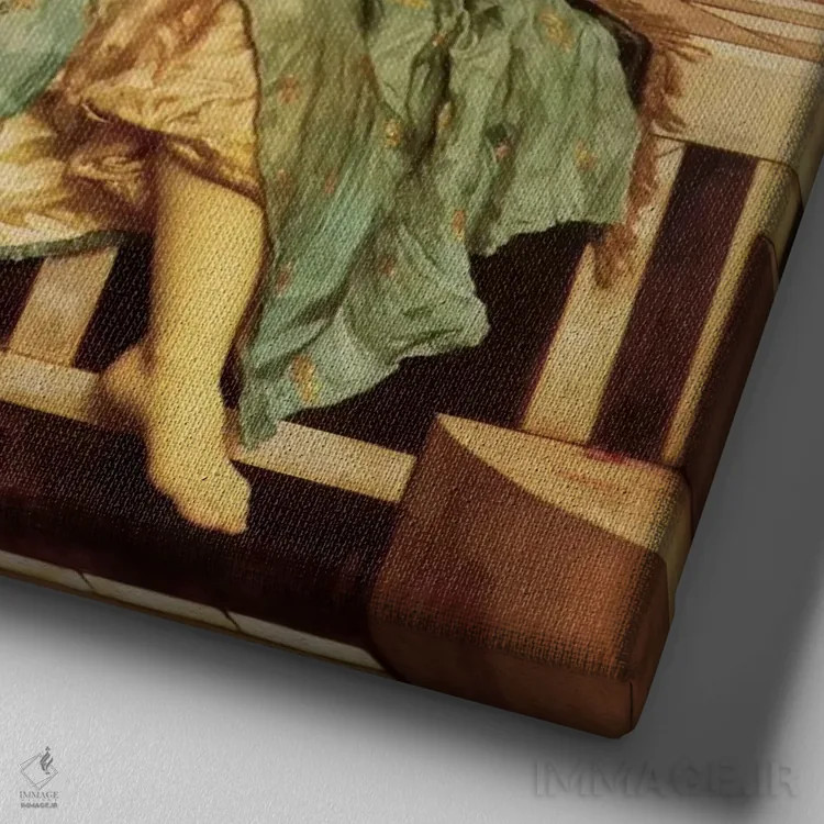 تابلو درس موسیقی اثر فردریک لیتون (نقاش و مجسمهساز انگلیسی) - نمای نزدیک بافت بوم