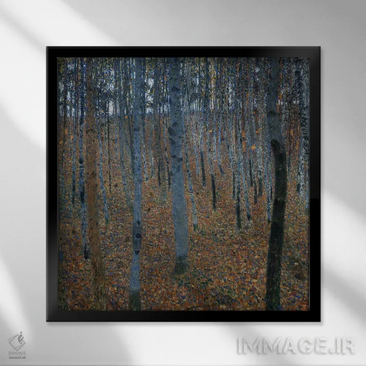 تابلو بوخنوالد ۱ (بیشهٔ راش ۱) اثر گوستاو کلیمت - نمای قابدار مشکی