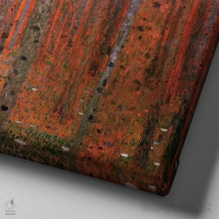 تابلو جنگل صنوبر ۱ اثر گوستاو کلیمت - نمای نزدیک بافت بوم