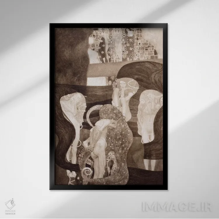 تابلو حقوق (به آلمانی) اثر گوستاو کلیمت - نمای قابدار مشکی