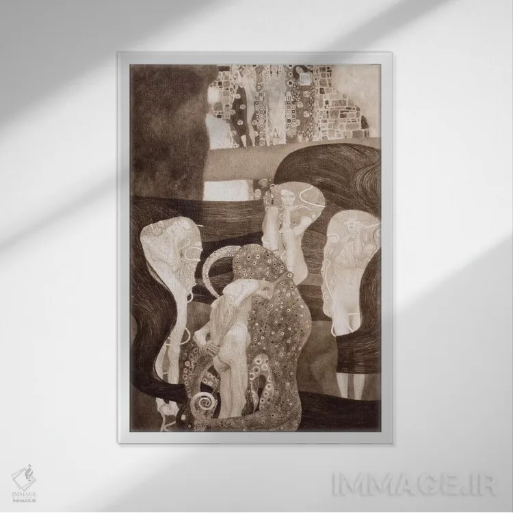 تابلو حقوق (به آلمانی) اثر گوستاو کلیمت - نمای قابدار سفید