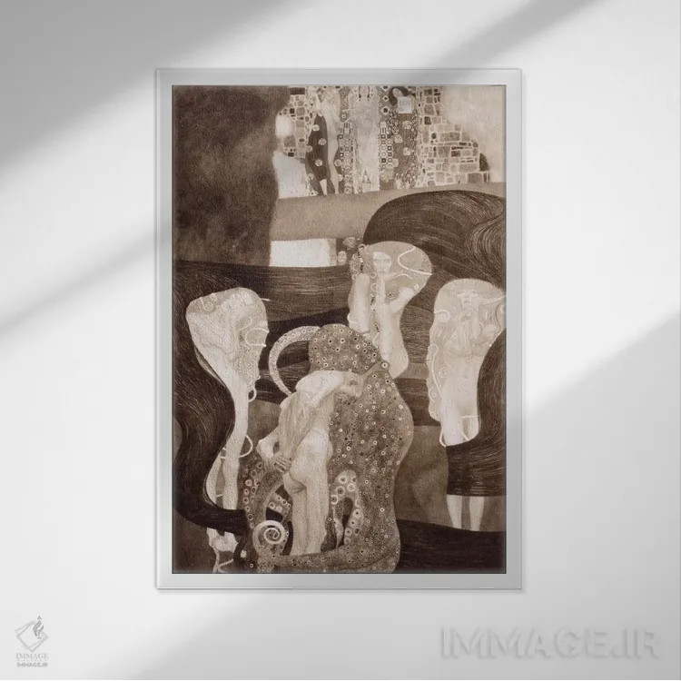 تابلو حقوق (به آلمانی) اثر گوستاو کلیمت - نمای قابدار سفید