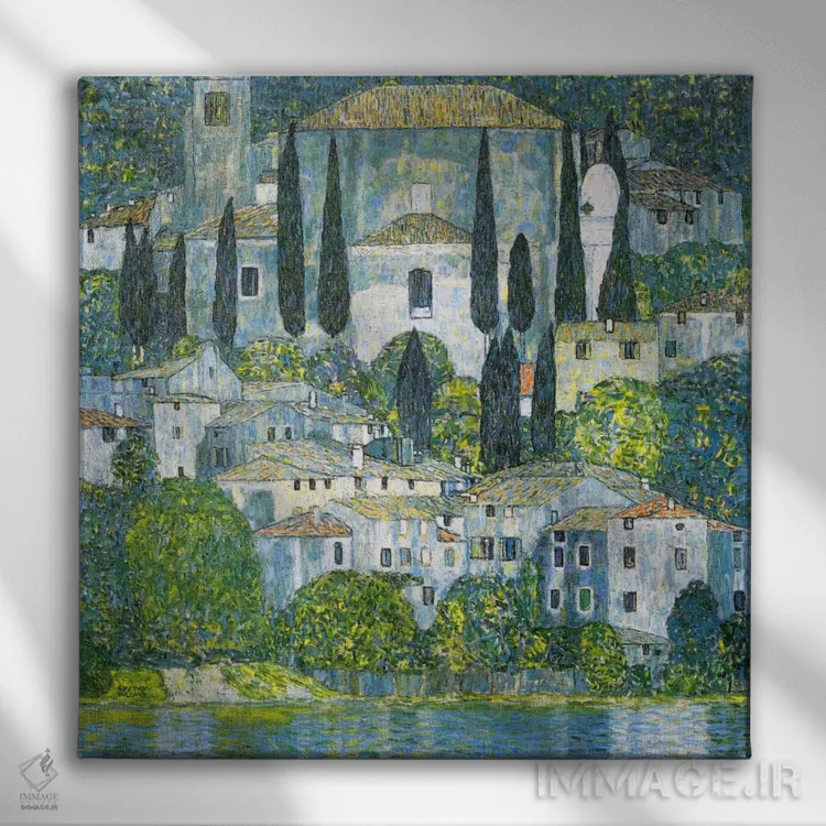 تابلو کلیسا در کاسونه اثر گوستاو کلیمت - نمای روبهرو روی دیوار