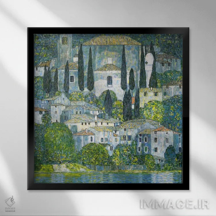 تابلو کلیسا در کاسونه اثر گوستاو کلیمت - نمای قابدار مشکی