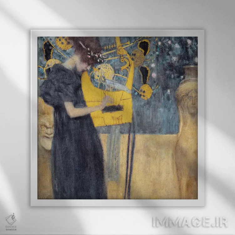 تابلو موسیقی ۱۸۹۵ اثر گوستاو کلیمت - نمای قابدار سفید