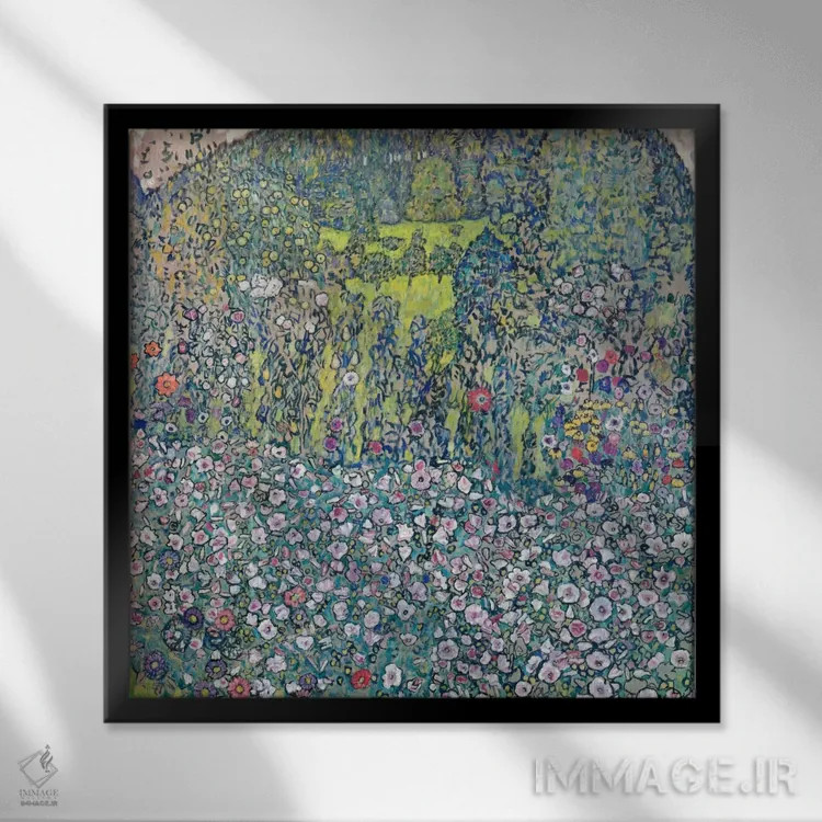 تابلو منظرهٔ باغ گوستاو کلیمت در تپه اثر گوستاو کلیمت - نمای قابدار مشکی