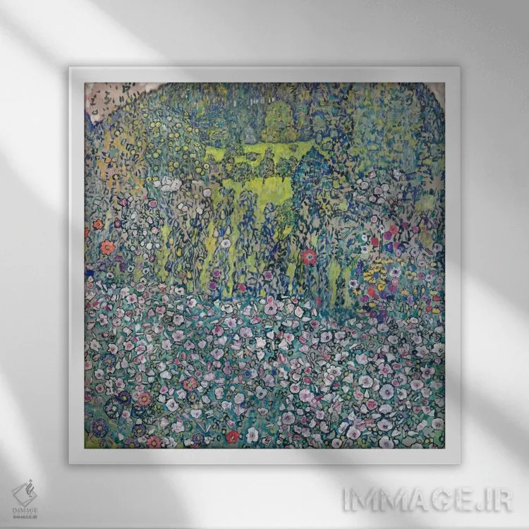 تابلو منظرهٔ باغ گوستاو کلیمت در تپه اثر گوستاو کلیمت - نمای قابدار سفید