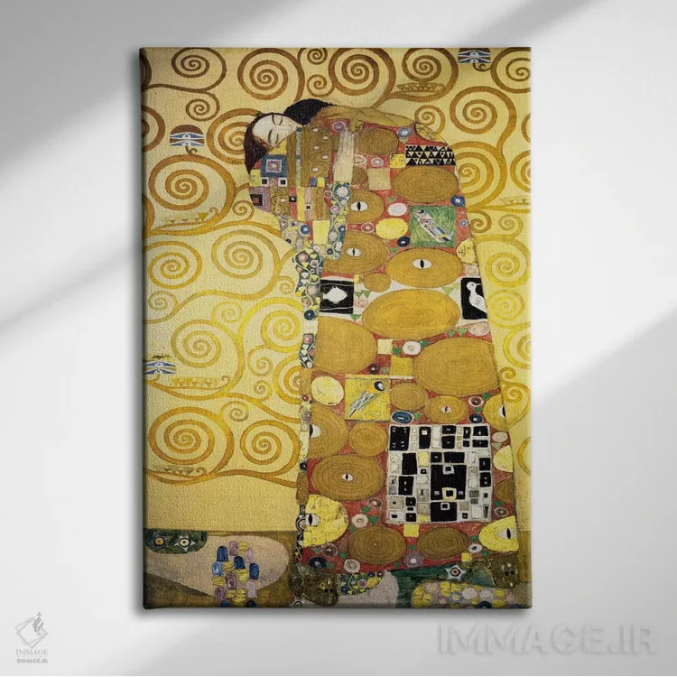 تابلو آغوش، پانل فریز استوکلِت، ۱۹۰۵–۱۹۱۱ اثر گوستاو کلیمت - نمای روبهرو روی دیوار