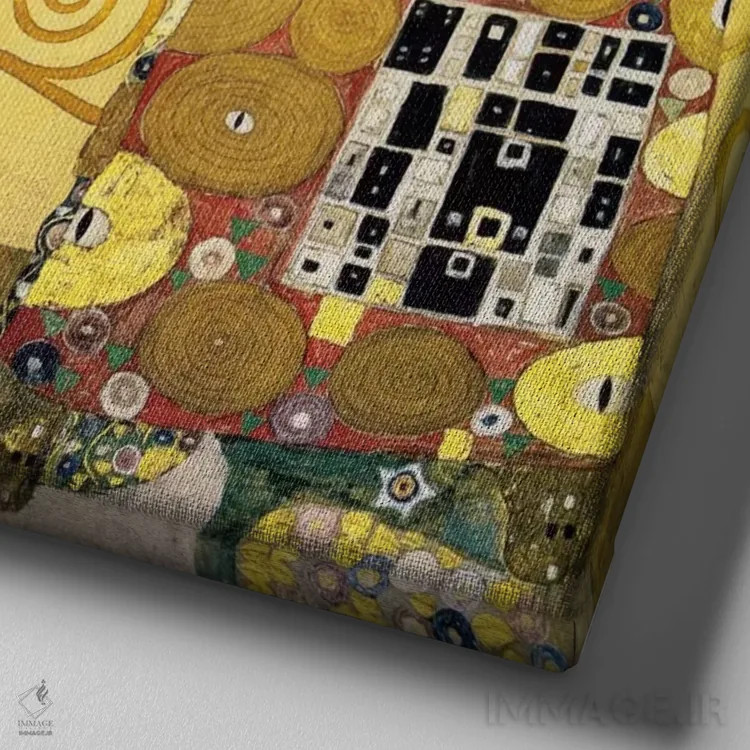 تابلو آغوش، پانل فریز استوکلِت، ۱۹۰۵–۱۹۱۱ اثر گوستاو کلیمت - نمای نزدیک بافت بوم