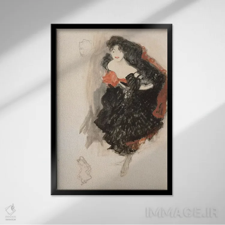 تابلو مطالعه برای یهودیت دوم اثر گوستاو کلیمت - نمای قابدار مشکی