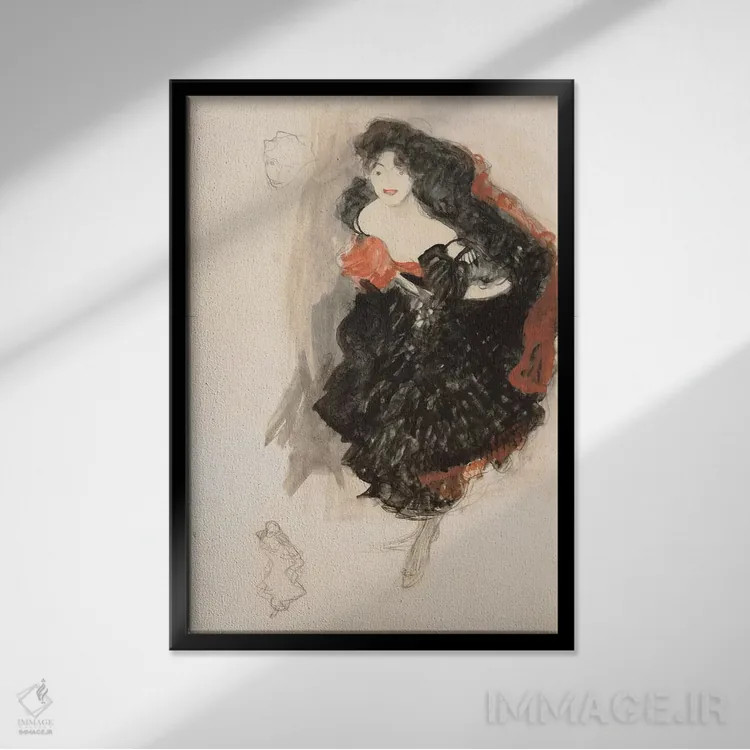 تابلو مطالعه برای یهودیت دوم اثر گوستاو کلیمت - نمای قابدار مشکی