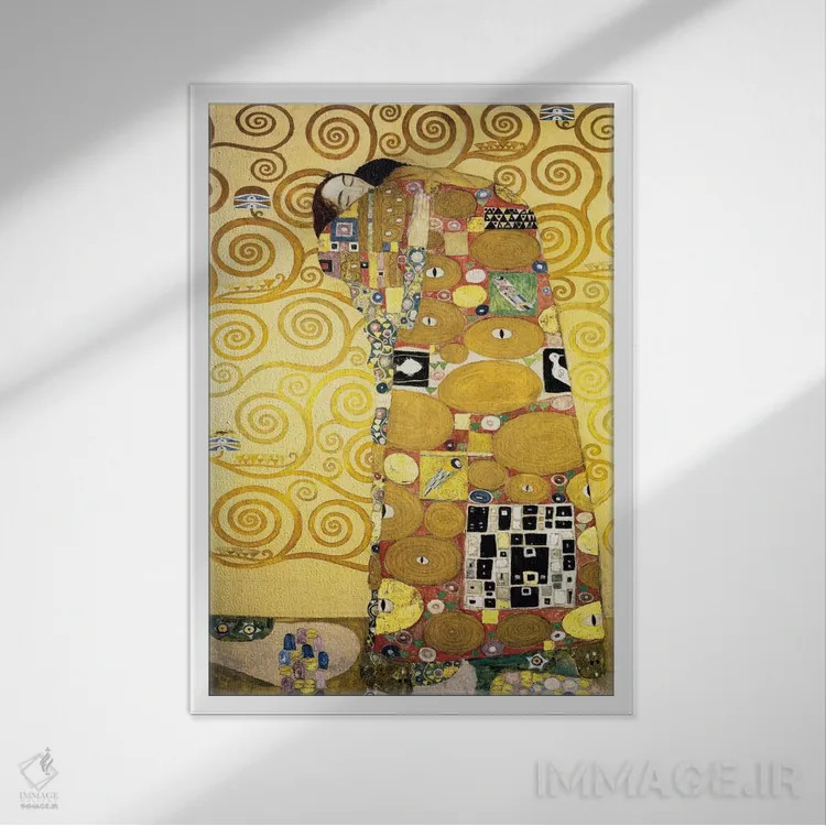 تابلو آغوش، پانل فریز استوکلِت، ۱۹۰۵–۱۹۱۱ اثر گوستاو کلیمت - نمای قابدار سفید