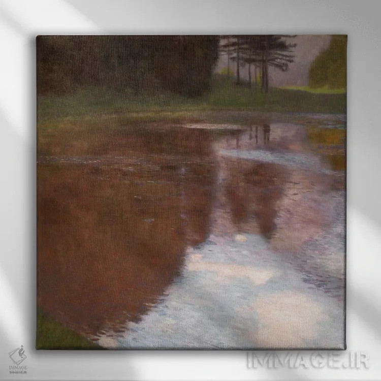 تابلو برکهٔ آرام اگلسه نزدیک گولینگ/زالسبورگ اثر گوستاو کلیمت - نمای روبهرو روی دیوار