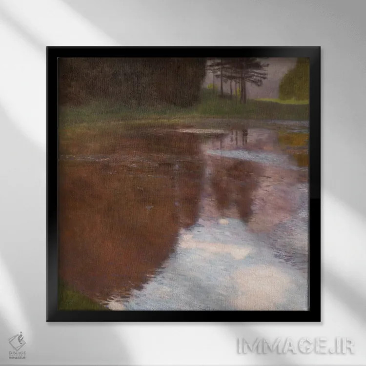 تابلو برکهٔ آرام اگلسه نزدیک گولینگ/زالسبورگ اثر گوستاو کلیمت - نمای قابدار مشکی