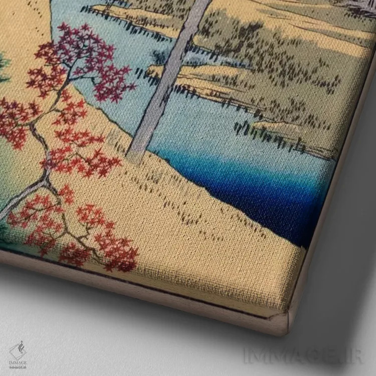 تابلو توکیو: یوهیگائوکا در منطقهٔ مِگورو اثر اوتاگاوا هیروشگه (نقاش و چاپگر ژاپنی اوکییو-ئه) - نمای نزدیک بافت بوم