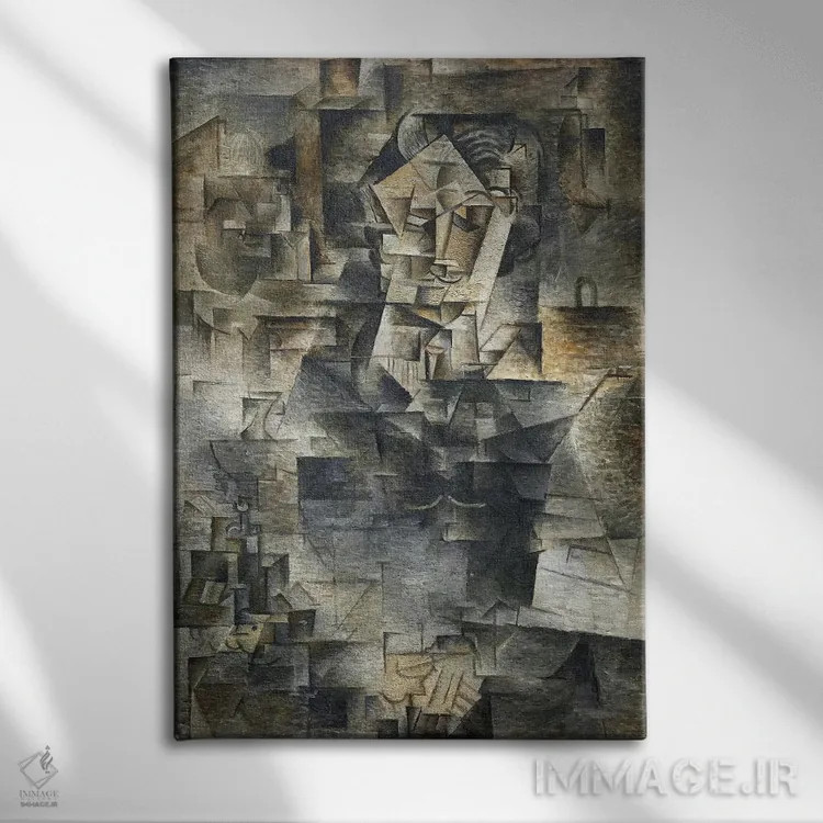 تابلو پرترهٔ دنیل-هنری کانوایلر اثر پابلو پیکاسو - نمای روبهرو روی دیوار