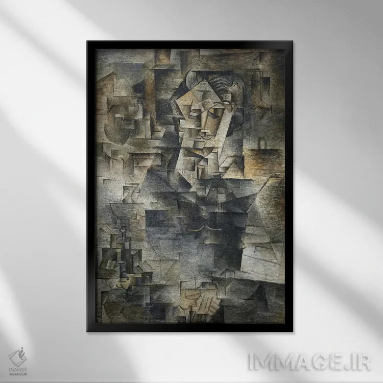 تابلو پرترهٔ دنیل-هنری کانوایلر اثر پابلو پیکاسو - نمای قابدار مشکی