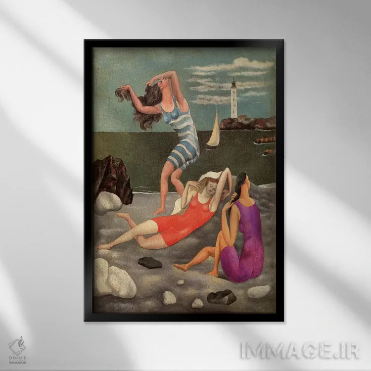 تابلو شناگران اثر پابلو پیکاسو - نمای قابدار مشکی