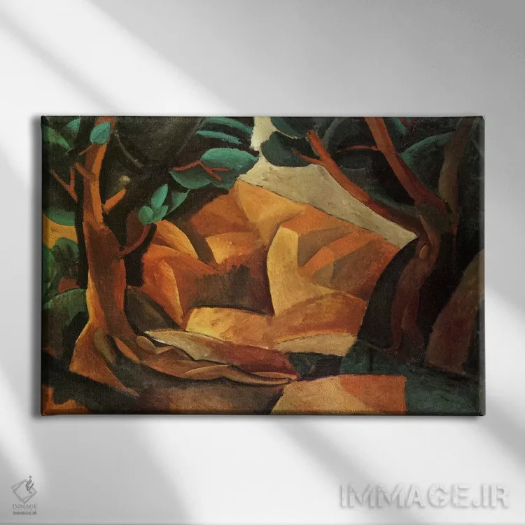 تابلو منظره با دو نفر اثر پابلو پیکاسو - نمای روبهرو روی دیوار