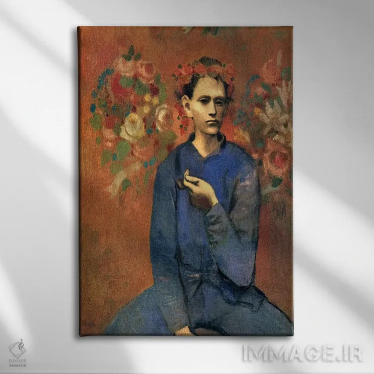 تابلو پسر با پیپ اثر پابلو پیکاسو - نمای روبهرو روی دیوار