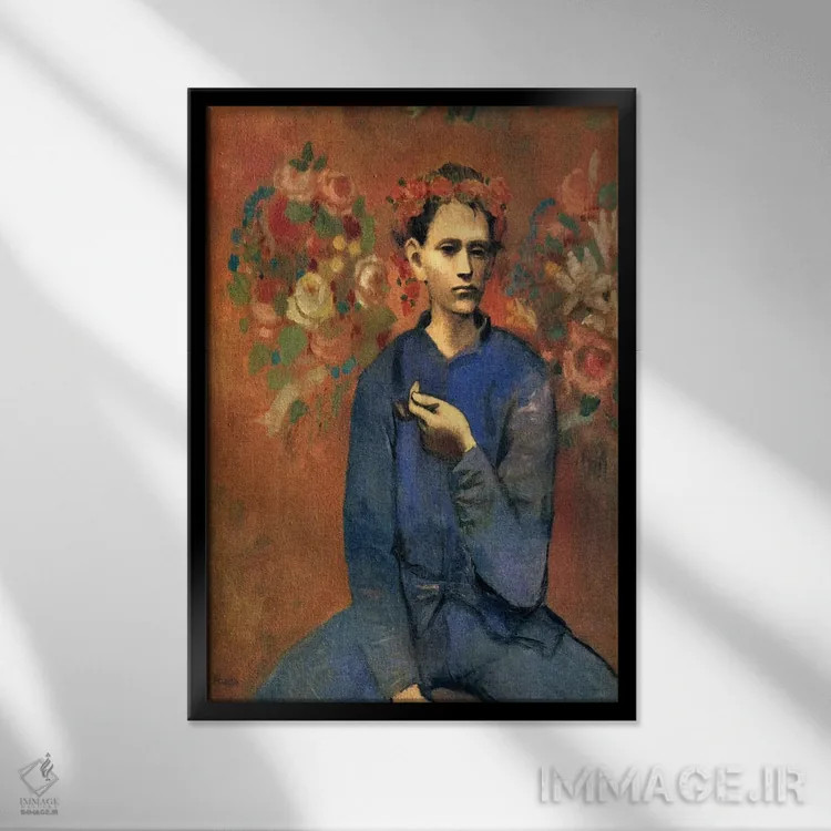 تابلو پسر با پیپ اثر پابلو پیکاسو - نمای قابدار مشکی