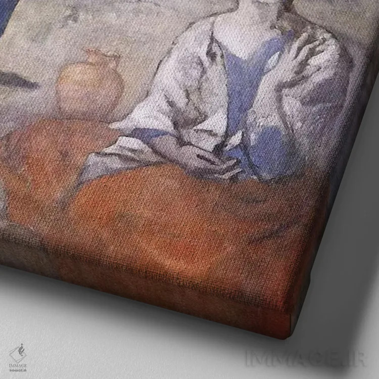 تابلو خانوادهٔ بازیگران دورهگرد اثر پابلو پیکاسو - نمای نزدیک بافت بوم