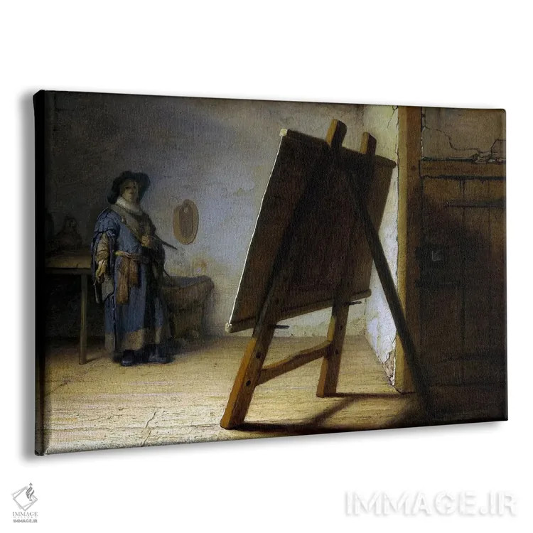 تابلو هنرمند در آتلیه اثر رمبرانت فان رَین (نقاش بزرگ هلندی) - نمای پرسپکتیو محصول