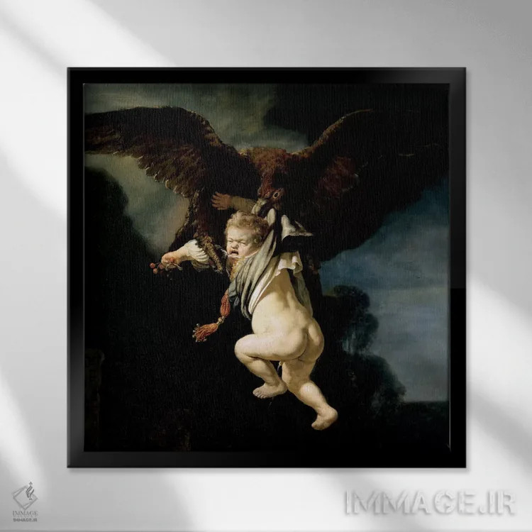 تابلو ربوده شدن گانیمد اثر رمبرانت فان رَین (نقاش بزرگ هلندی) - نمای قابدار مشکی