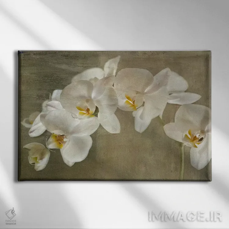 تابلو ارکیده نقاشیشده اثر سیمپوزیوم دیزاین (استودیوی طراحی) - نمای روبهرو روی دیوار