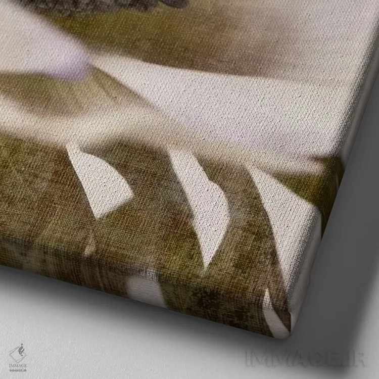 تابلو گل کتانی ۱ اثر سیمپوزیوم دیزاین (استودیوی طراحی) - نمای نزدیک بافت بوم