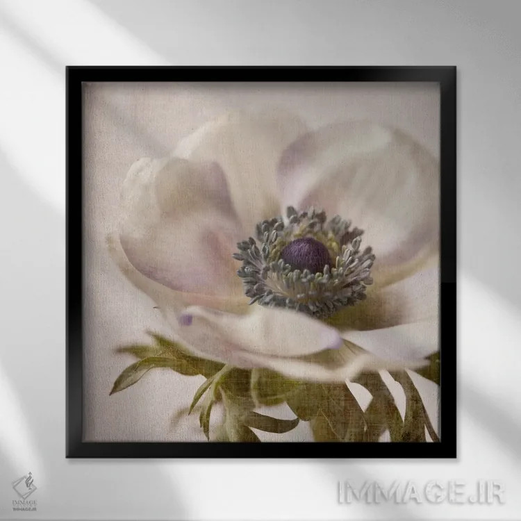 تابلو گل کتانی ۱ اثر سیمپوزیوم دیزاین (استودیوی طراحی) - نمای قابدار مشکی