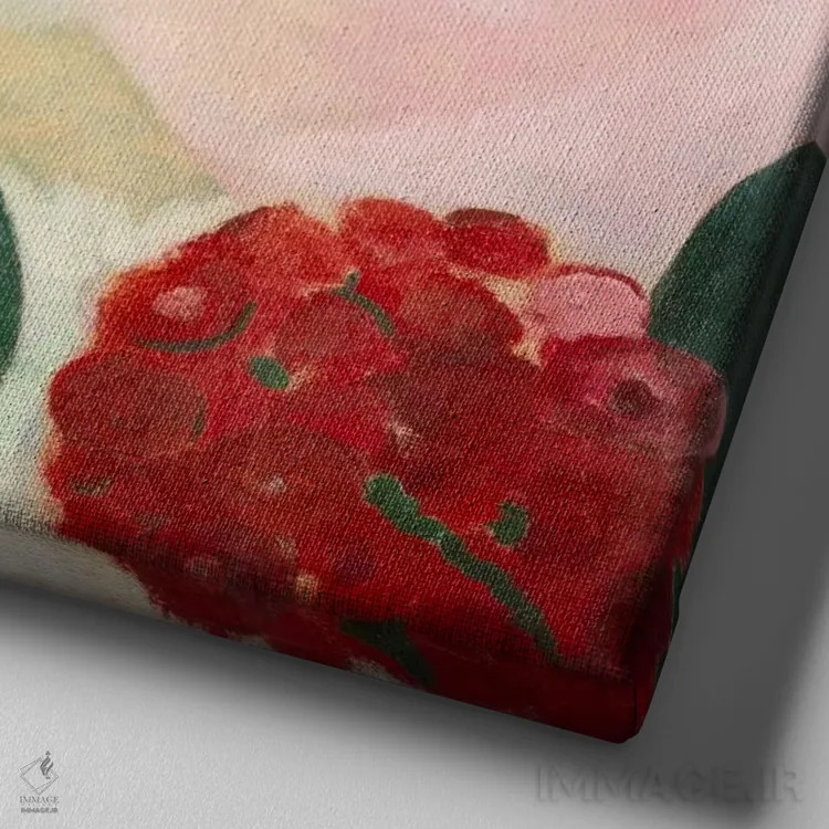 تابلو دختر با گل آلاله اثر تئو فان دوسبورخ (هنرمند مدرنیست هلندی) - نمای نزدیک بافت بوم